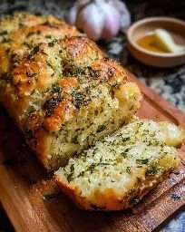 Freshly baked Garlic Parmesan Herb Bread with herbs and cheese
