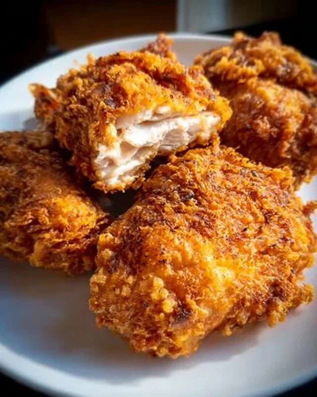 Deliciously crispy Grandma's Southern Fried Chicken served on a plate