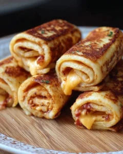 Delicious grilled cheese roll ups with melted cheese and toasted bread