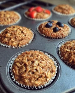 Nutritious banana oat muffins fresh out of the oven