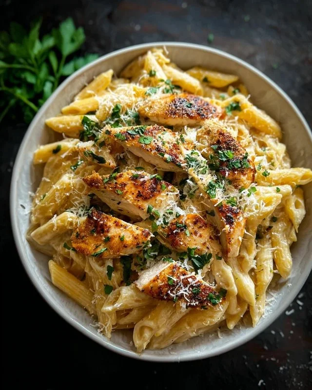 Healthy Garlic Parmesan Chicken Pasta
