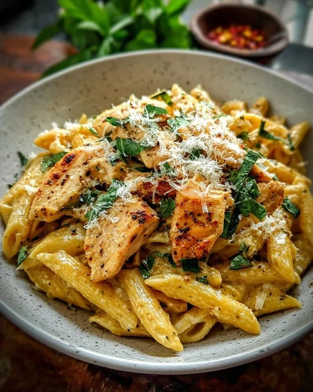 Healthy Garlic Parmesan Chicken Pasta