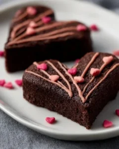 Delicious heart-shaped brownies on a platter for a sweet dessert.