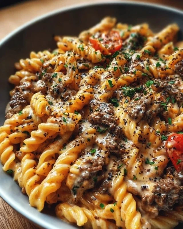 High Protein Creamy Beef Pasta