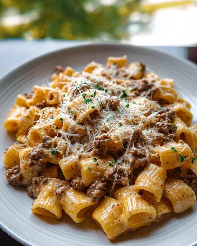 High Protein Creamy Beef Pasta
