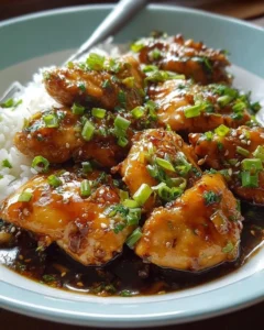 Delicious Honey Garlic Chicken marinated and cooked to perfection.