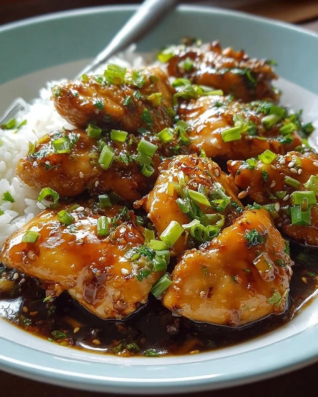 Delicious Honey Garlic Chicken marinated and cooked to perfection.