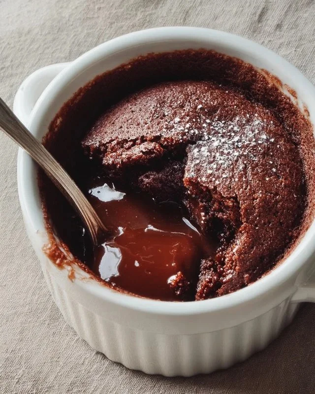 Delicious chocolate brownie pudding served in a bowl with a spoon