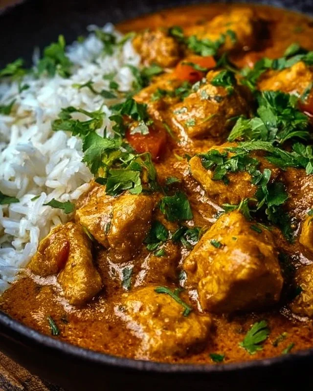 Delicious chicken curry made with authentic Indian spices and ingredients.