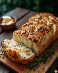 Loaf of Italian herbs and cheese bread fresh from the oven.