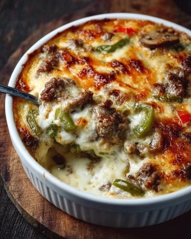 Low Carb Philly Cheesesteak Casserole