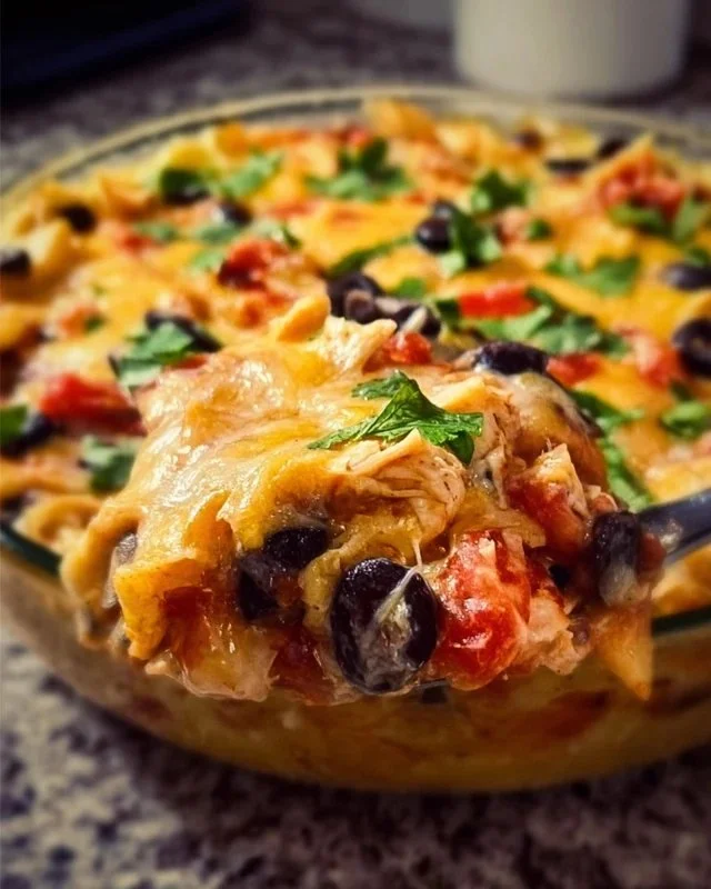 Delicious Mexican Chicken Casserole served in a baking dish