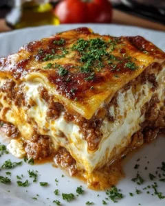 Delicious Million Dollar Italian lasagna ready to be served.