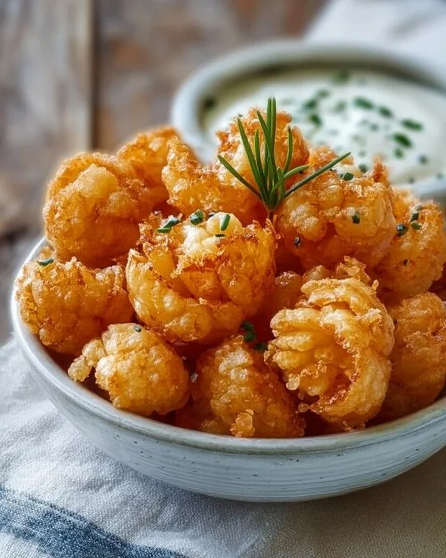 Mini Bloomin' Onions with Buttermilk Ranch Dip served on a plate