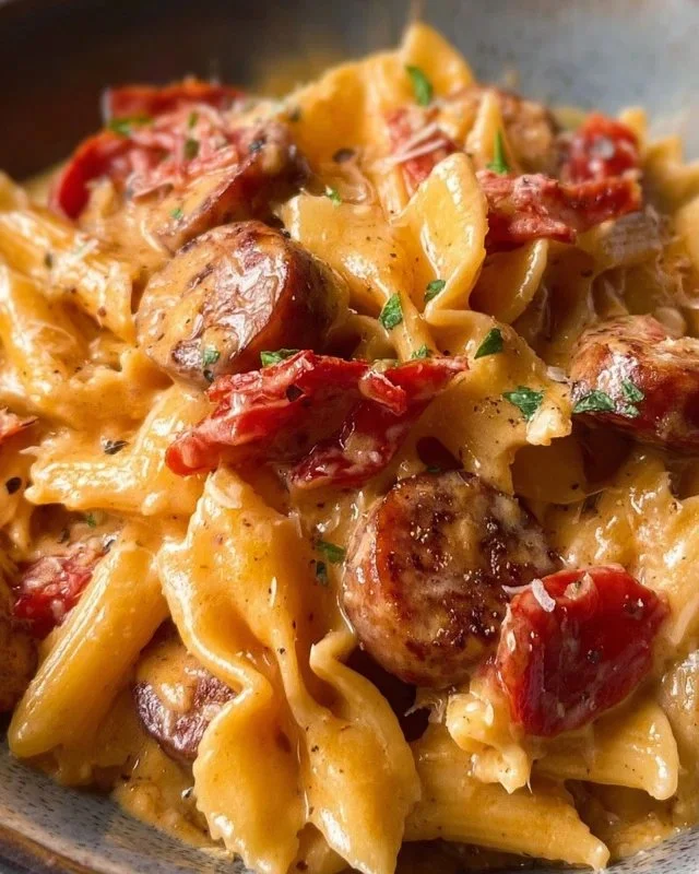 One Pot Creamy Cajun Sausage Pasta
