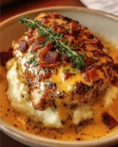 Delicious Alice Springs Chicken from Outback Steakhouse, grilled to perfection.