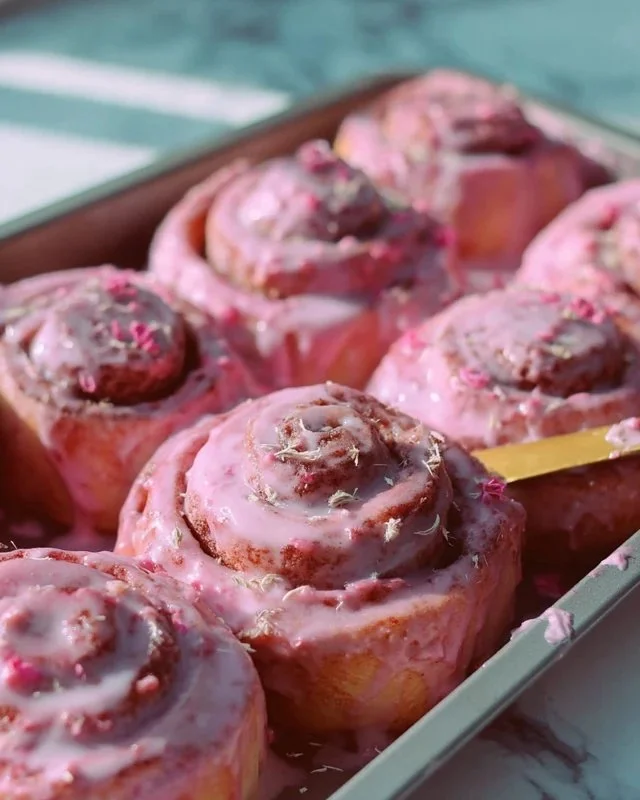 Pink Velvet Cinnamon Rolls