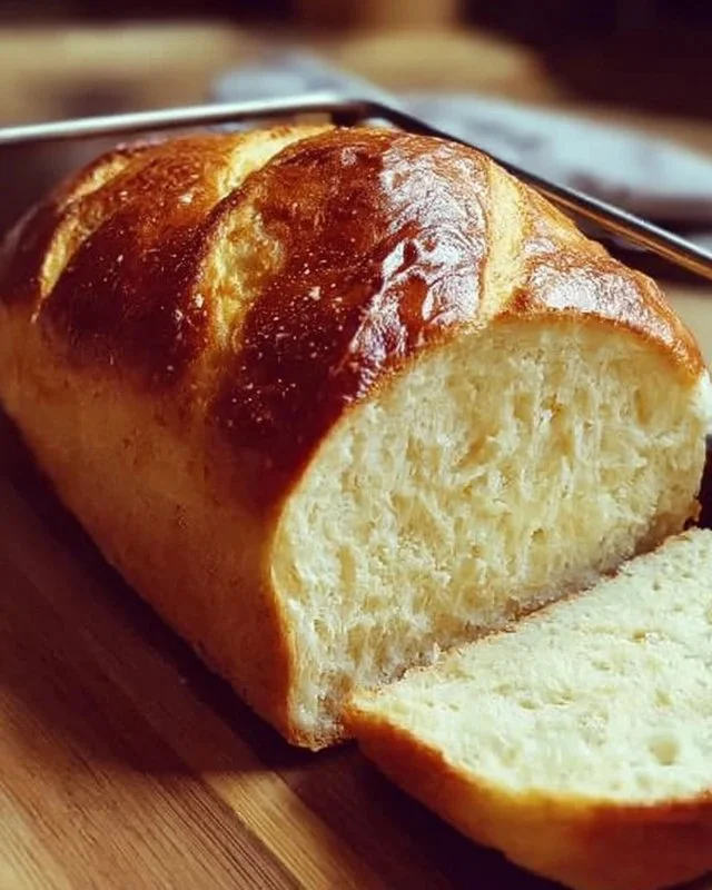 Freshly baked 5-minute bread on a wooden cutting board