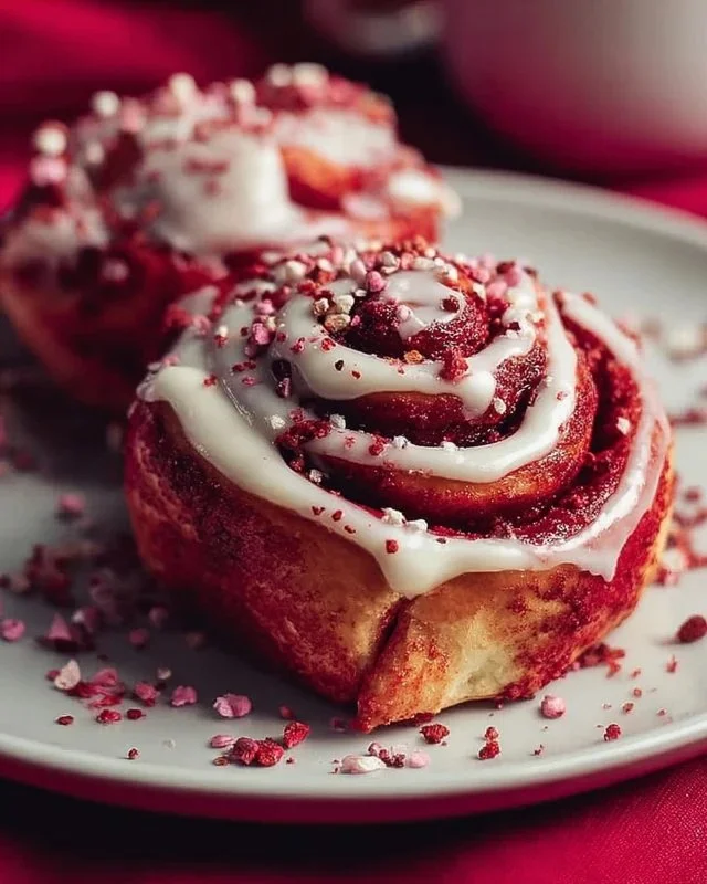 Red Velvet Valentine's Day Cinnamon Rolls