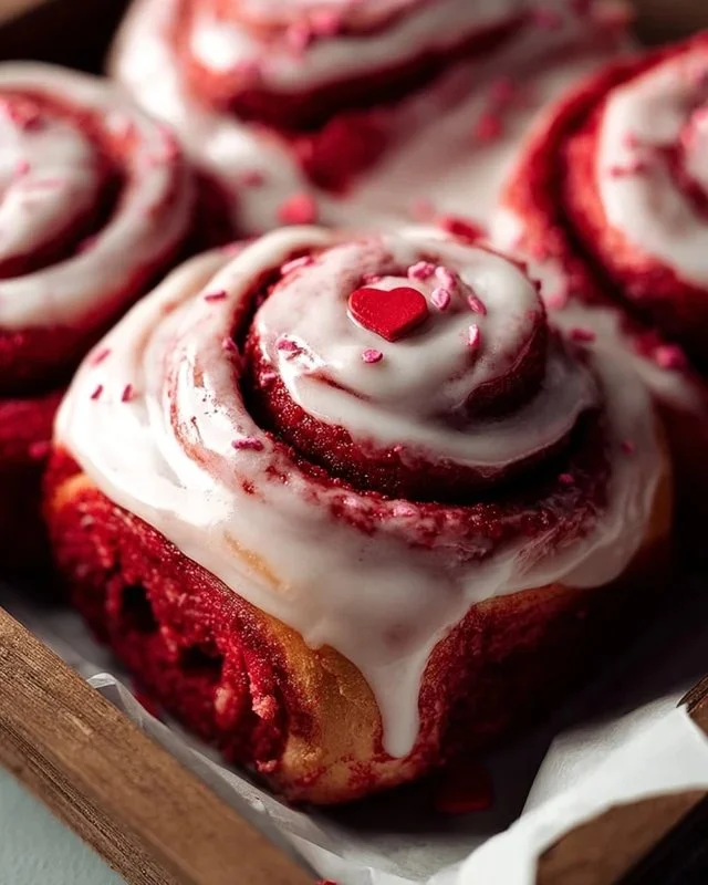 Red Velvet Valentine's Day Cinnamon Rolls