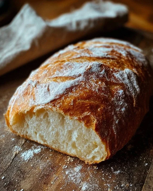 Freshly baked rustic French bread loaf with a golden crust
