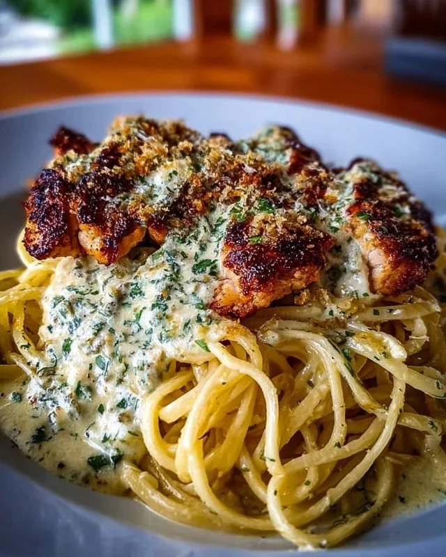 Savory Cajun Chicken and Creamy Garlic Parmesan Linguine