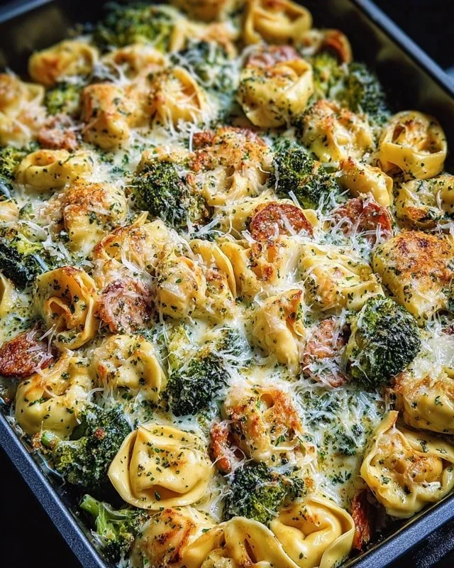 Sheet Pan Broccoli Tortellini Bake