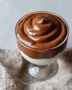 Delicious hard boiled egg chocolate pudding served in a dish