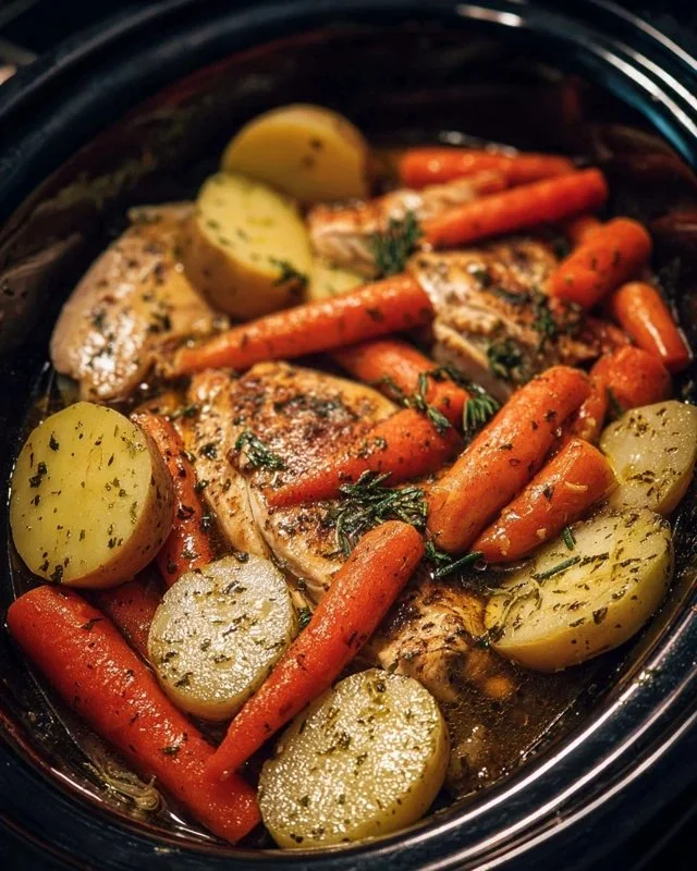 Slow Cooker Garlic Butter Chicken and Veggies