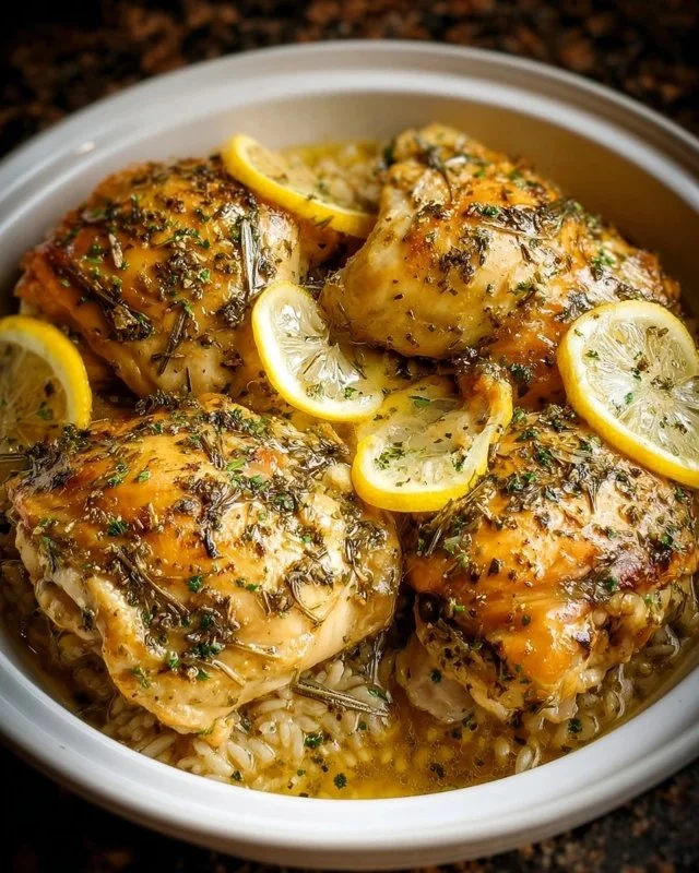 Slow cooker lemon herb chicken ready to serve