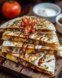 Delicious Smashburger Quesadilla served with toppings and sides.