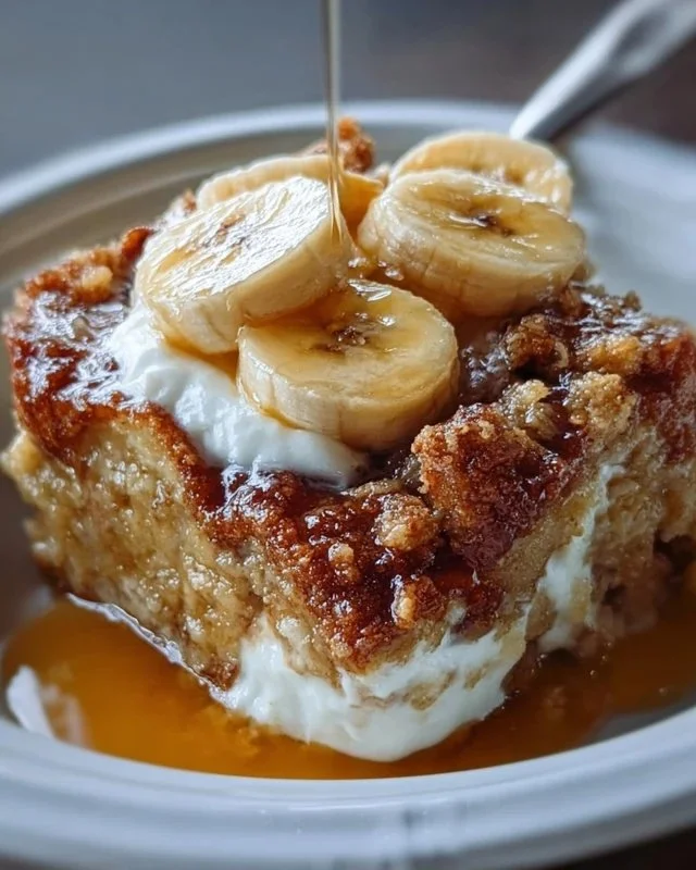 Delicious Southern Banana Cobbler dessert in a golden crust