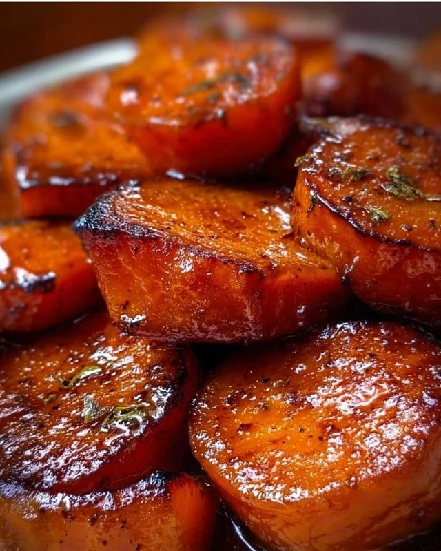 Southern candied sweet potatoes with brown sugar and cinnamon glaze
