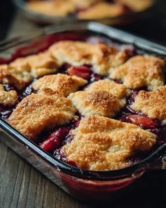 Delicious Southern Mixed Fruit Cobbler topped with golden crust and fresh fruits