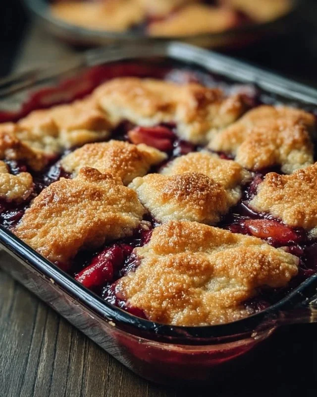 Delicious Southern Mixed Fruit Cobbler topped with golden crust and fresh fruits