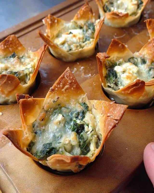 Spinach and Artichoke Wonton Cups