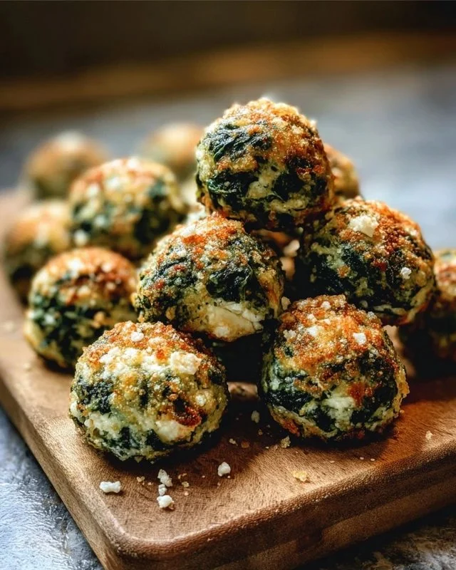 Delicious spinach ricotta bites served on a platter as a tasty appetizer.