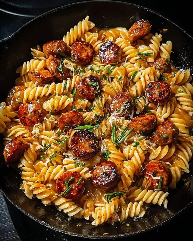 Sticky Honey Garlic Sausage Pasta Skillet: A Flavorful One-Pan Wonder