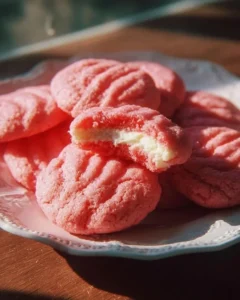 Delicious strawberry cheesecake cookies with a creamy filling and fresh strawberries