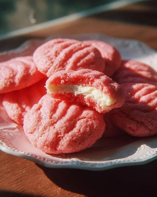 Delicious strawberry cheesecake cookies with a creamy filling and fresh strawberries