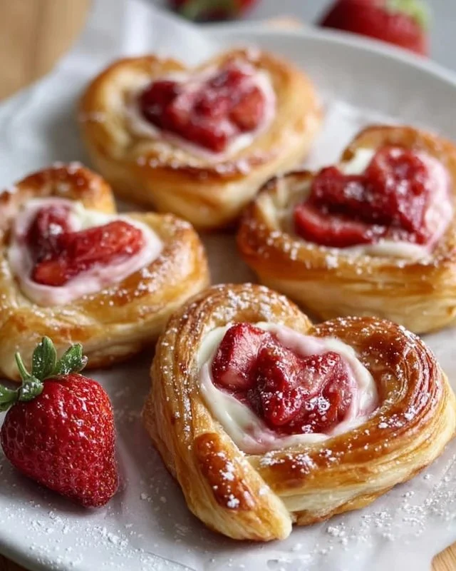 Strawberry Cream Cheese Heart Danishes