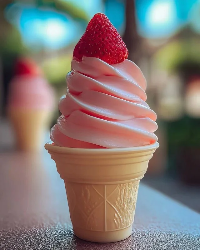 Delicious Strawberry Dole Whip dessert in a colorful bowl