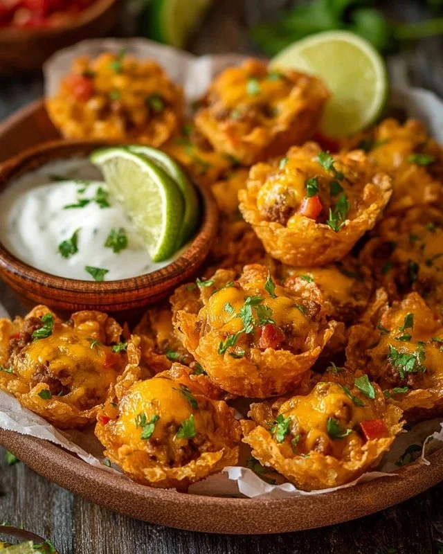 Taco Ranch Bites served on a platter with garnishes
