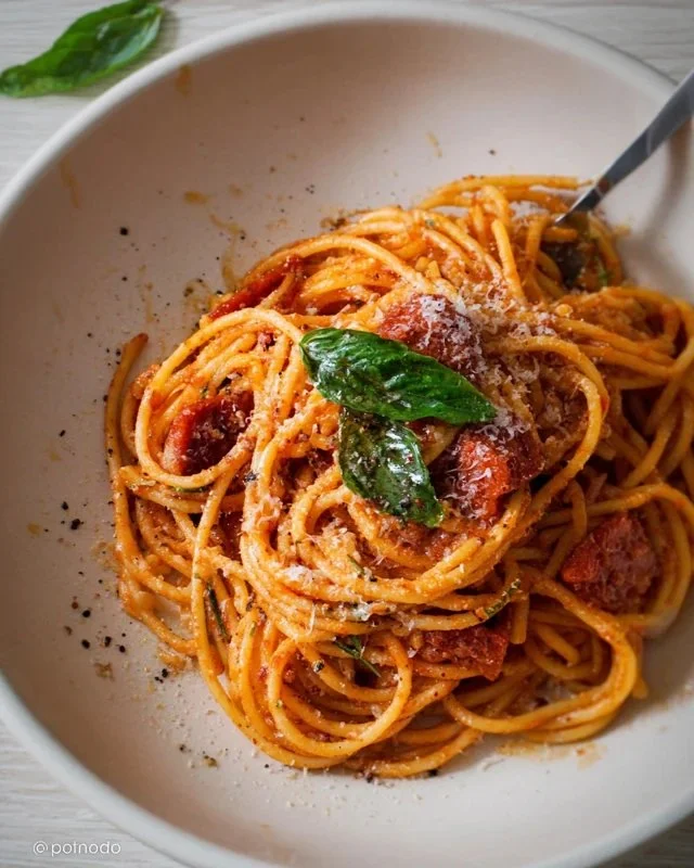 A delicious plate of Bear Spaghetti featuring playful pasta shapes and vibrant sauces.