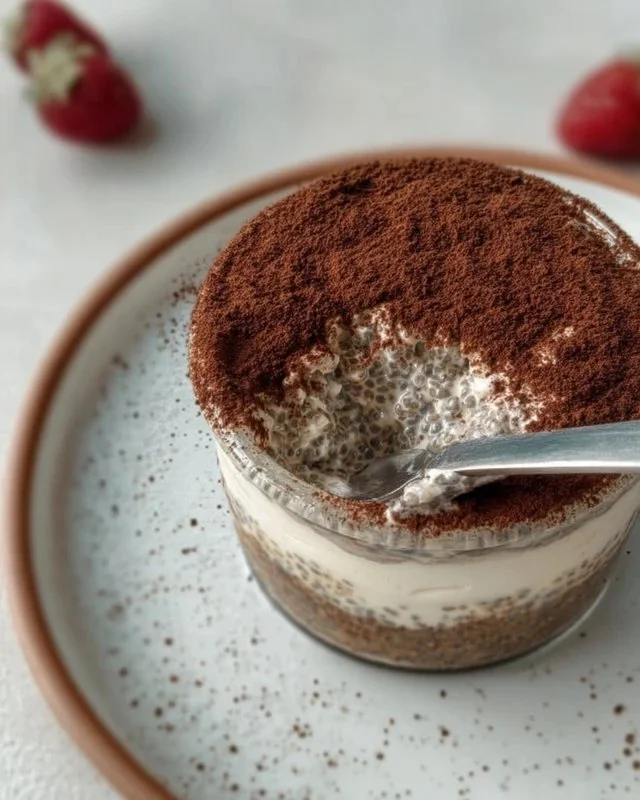 Viral tiramisu chia pudding dessert, gluten-free and refined sugar-free