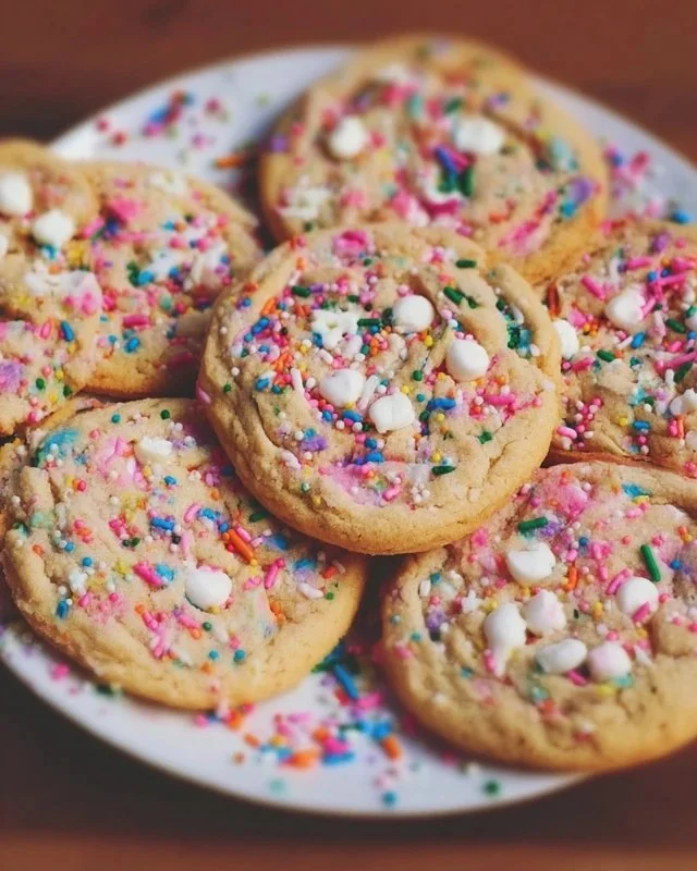 Colorful birthday cake sugar cookies decorated for a festive celebration