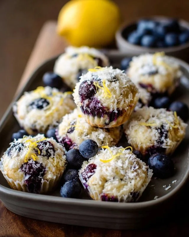 Blueberry and lemon zest cottage cheese bites on a plate