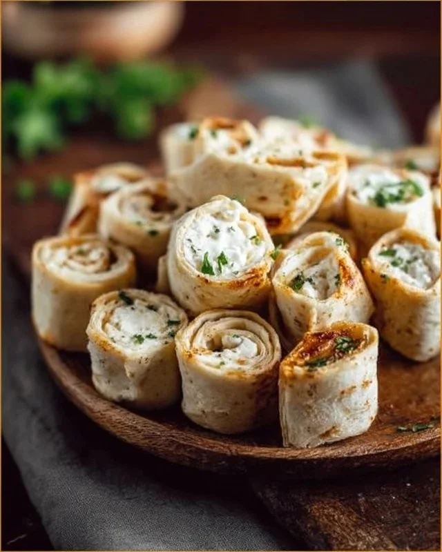 Cream cheese tortilla bites appetizer on a serving platter
