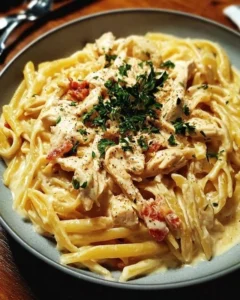 Crock Pot Creamy Cajun Chicken Pasta served in a bowl with herbs