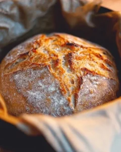 Freshly baked Dutch oven no knead crusty bread